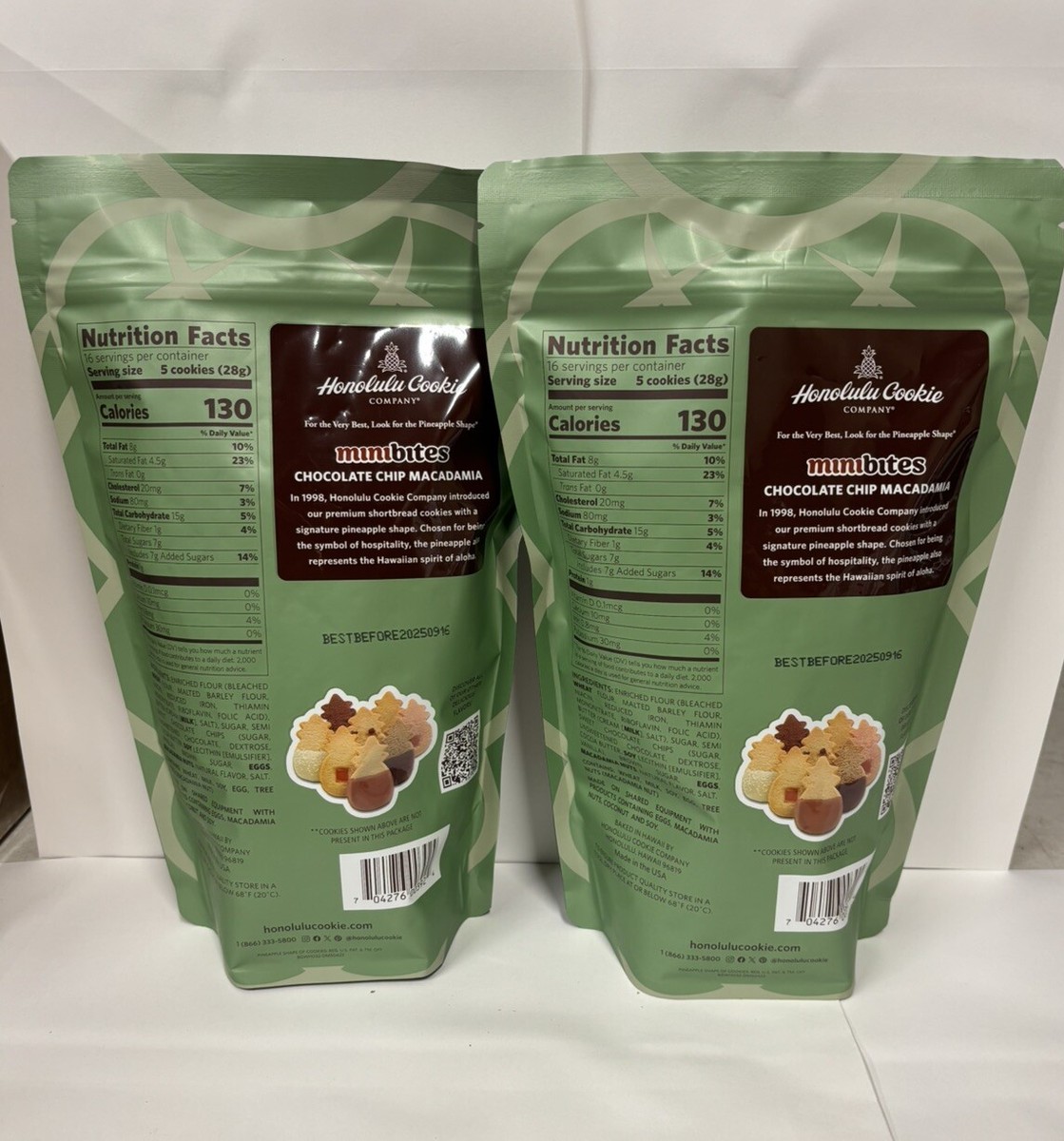 Honolulu Cookie Co. Mini Bites Chocolate Chip Macadamia Shortbread 16oz Bag  x2 | eBay