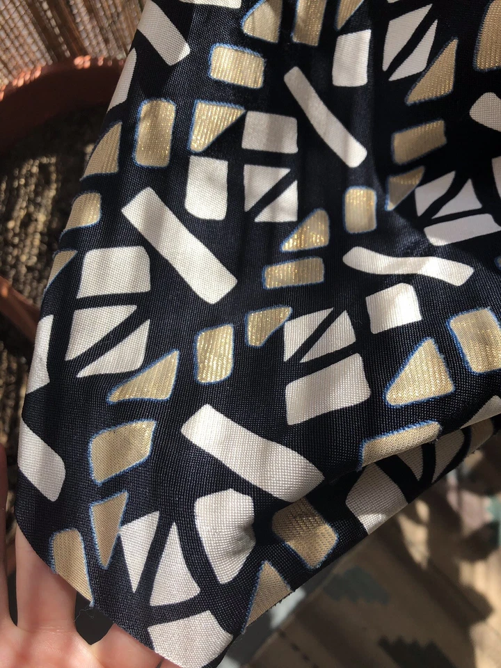 *MARNI* Falda Brocado Jacquard Negro Blanco Dorado Talla 44 EE. UU. 14 Foto 4 de 4