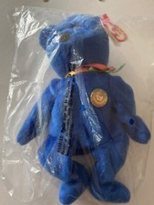 TY Beanie Baby RARE 1998 "Clubby" ours avec erreurs étiquette poussoir estampillé comme neuf
