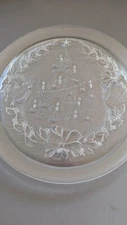 Vintage Duralex Bells & Bows Holiday Glass Platter 12.5" France Low Profile