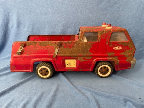 1970-73 TONKA Fire Truck - Vintage Red Pressed Steel Toy Ladder Snorkel Pumper - Picture 9 of 12