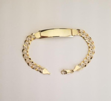 14k Real Solid 2 Tone Gold Cuban Chain With ID Diamond Cut Bracelet