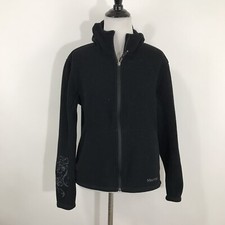 Marmot Womens Black Full Zip Fleece Hoodie Jacket Floral Sleeve S gorpcore