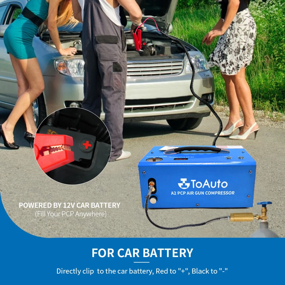 Portable 30MPA Auto-Stop 12V/110V PCP Air Compressor for Rifle Airgun Paintball - Image 2 of 4