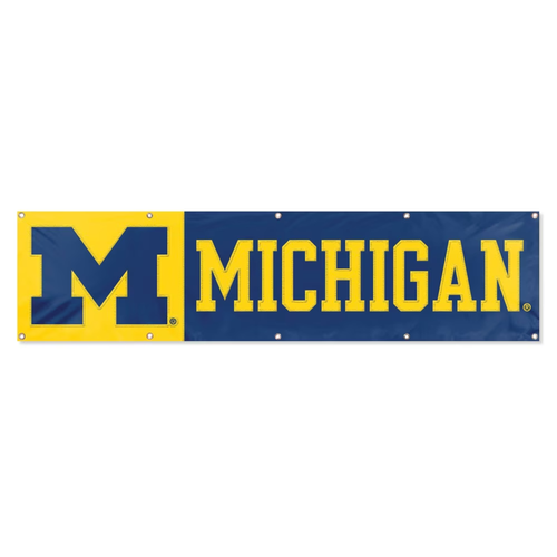 MICHIGAN 8' X 2' BANNER 8 PIES WOLVERINES PESO PESADO LETRERO DE FÚTBOL UNIVERSIDAD - Imagen 2 de 5