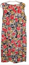 TALBOTS Sheath Talbots Women's Pink Watercolor Floral Canvas Dress Sz 12