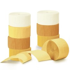 Yellow Cream Gold Streamers Decorations Wedding Party Happy Ginger Birthday x8