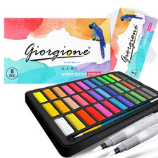 Professional Watercolors Set Colors Pigments with Brush and Watercolor Paper Set