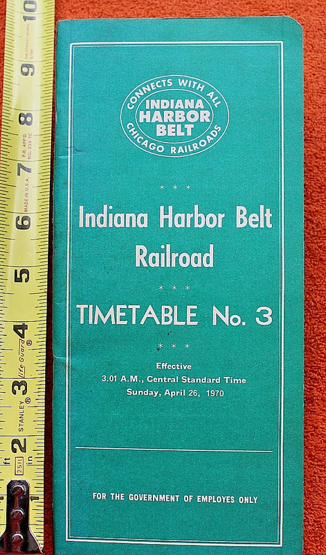 1970 Indiana Harbor Belt Railroad Employee Timetable #3 IHB Railway Chicago Indy