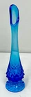 Vintage MCM Retro Fenton Colonial Blue Hobnail Swung Vase 10" Midcentury