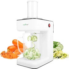 NutriChef 3-in-1 Electric Vegetable Chopper, Spiralizer, and Salad White 