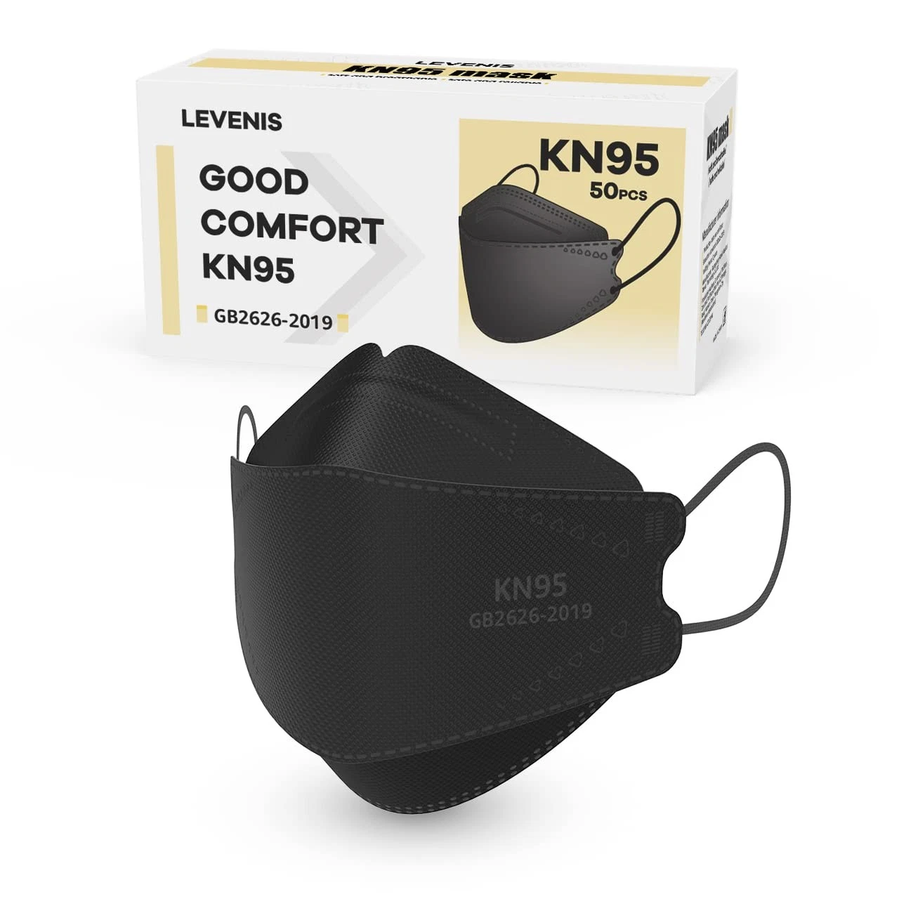 KN95 Face Masks 50 Pack, Breathable Comfortable and Disposable KN95 Mask, Black