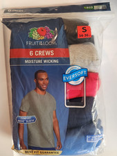 Fruit Of The Loom Men's Small Crew T-Shirt 6 Pack Moisture Wicking Tagless