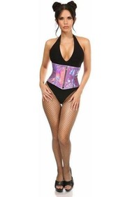 Daisy Corsets Top Drawer Lavender Holo Steel Boned Mini Cincher Made in USA