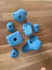 Set Of 7 Blue Unbranded Used Rock Climbing Holds GUC