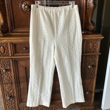 Vintage 70  s Sears cream color coastal grannycore flare pants.