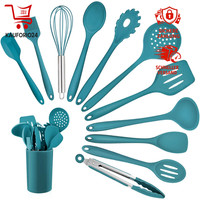 KüChenhelfer Set 12-Teilig Silikon HitzebestäNdig Kochutensilien Blau