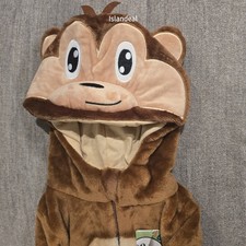 Monkey Costume Kids Plush Hooded Jumpsuit Outfit with Tail Size 18 Months