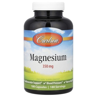 Carlson Labs Magnesium 350 mg 180 Capsules Gluten-Free, Preservative-Free ,