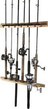 2-pc Ceiling or Wall Mounted Pine Finish Wooden Fishing Rod Rack
