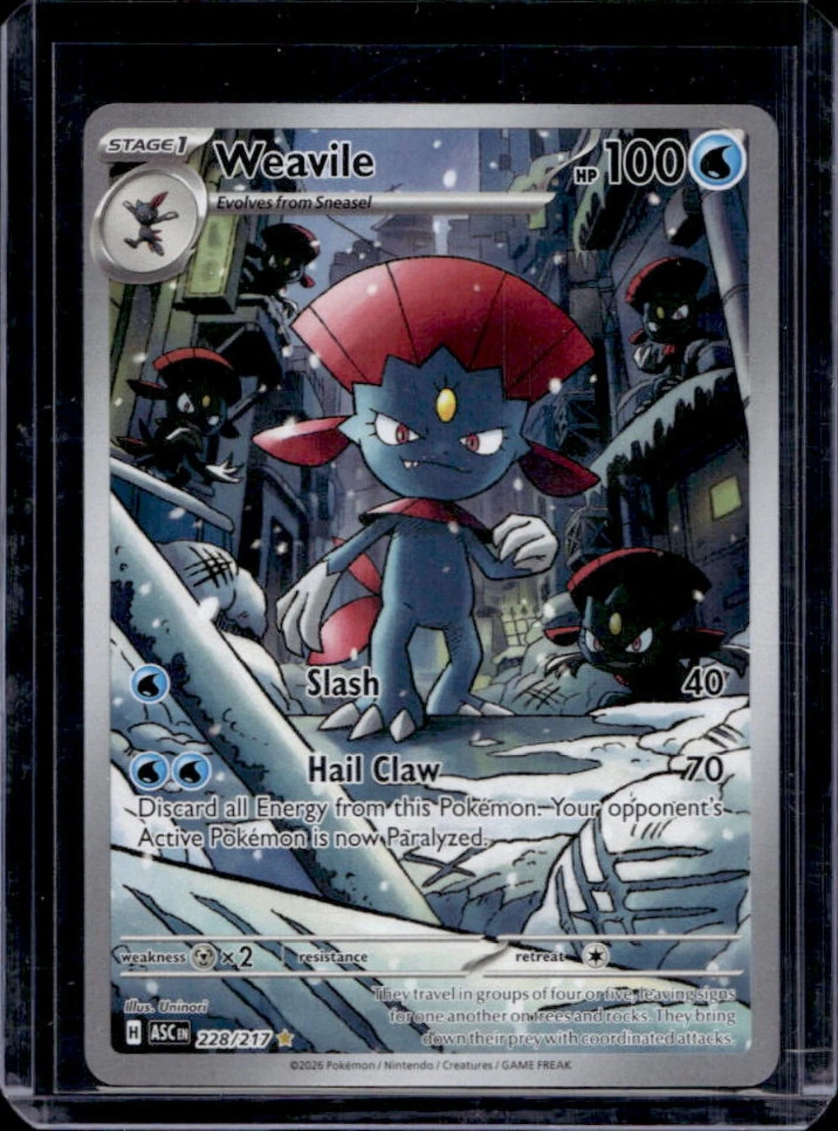 2026 Pokemon Ascended Heroes Weavile Illustration Rare #228/217