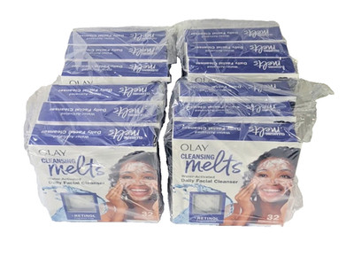 (Lot of 12) 32-count Olay Cleansing Melts Daily Facial Cleansers 384 Pads Total