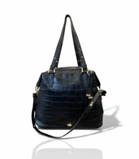Brahmin Black Savannah Delaney Large Satchel 