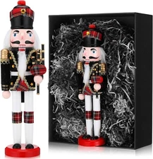 Gejoy 12 in Christmas Nutcrackers Decorations Bagpipe Soldier Wooden Red Black N