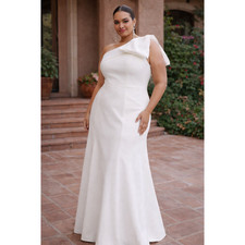 Jenny Yoo Tabitha Wedding Dress Ivory One Shoulder Bow Bridal Gown Size 24 NWT
