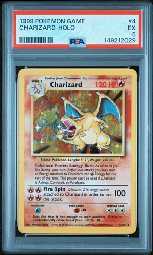 1999 POKEMON BASE SET UNLIMITED #4 CHARIZARD-HOLO PSA 5