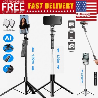 76'' Cell Phone Selfie Stick Tripod Wireless Remote Extendable for iPhone/Android