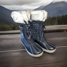 NEW TOTES Girls SHIRLEY Blue Thermolite Warm Lined Lace Up Snow Boots, Size 6
