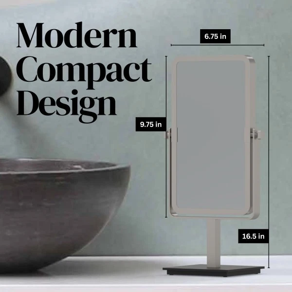 Aptations Mirror Image Rectangular Free Standing Mirror, Brushed Nickel - Image 4 of 4