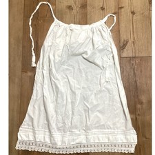 Vintage White Cotton Half Apron Crochet Lace Pintuck Hem Victorian Edwardian