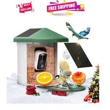 2K Smart Bird House Camera with Dual Solar Panels & Bird Arrival Notifications