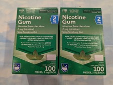 LOT 2 RITEAID NICOTINE GUM 2MG COATED COOL MINT FLAVOR 100 PCS EA EXP 11/2026