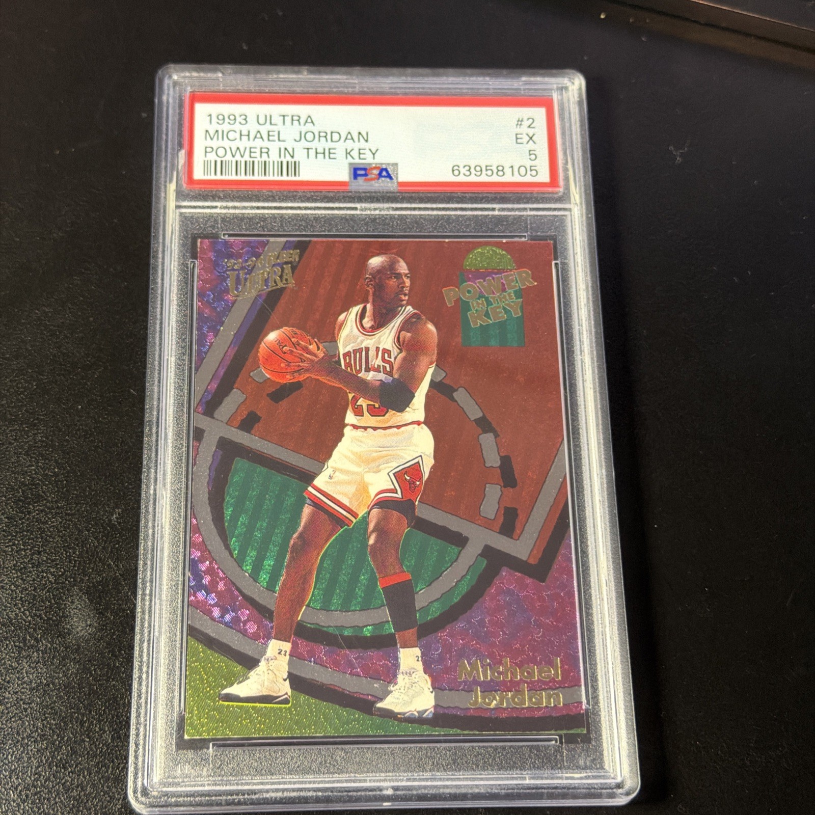 Fleer Ultra 1993-94 **MICHAEL JORDAN** Power in the Key Insert #2 PSA 5  Bulls