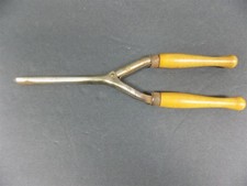 Vintage Antique Curling Iron Crimper Hair Mustache Wooden Handles