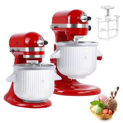 Ice Cream Maker Attachment for For KA 4.5/5/6/7 Quart Stand Mixers, White 
