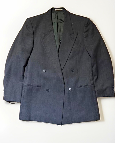 Vintage 1980s Yves Saint Laurent YSL Made in France Gray Double Breasted Blazer