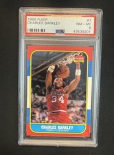 Charles Barkley - 1986 Fleer RC #7 PSA 8 - 76ers HOF