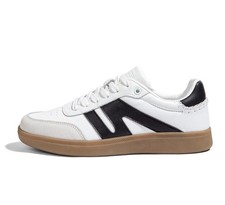 LUCKY STEP Women Classic Retro Gum Sole Fashion Sneakers White/Black US 8