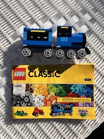 Lego Classic Blue Train With Wheels Engine and Connecting Car  from Set 10696   