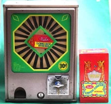 BOBS “LONG BOY STICKS”  10¢ Vending Machine + Box of Candy + Key   WORKS!