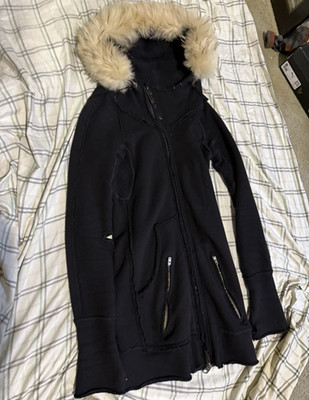 LGB Black Hooded Parka Jacket Faux Fur Trim Full Zip Pockets Juniors 1