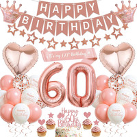 Luftballon 60 Geburtstag Deko Frauen - RoséGold 60. Geburtstagsdeko Happy Birthd