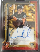 2025 Topps Gilded Gold Auto Red Coby Mayo #ed 3/5 Orioles On Card Auto