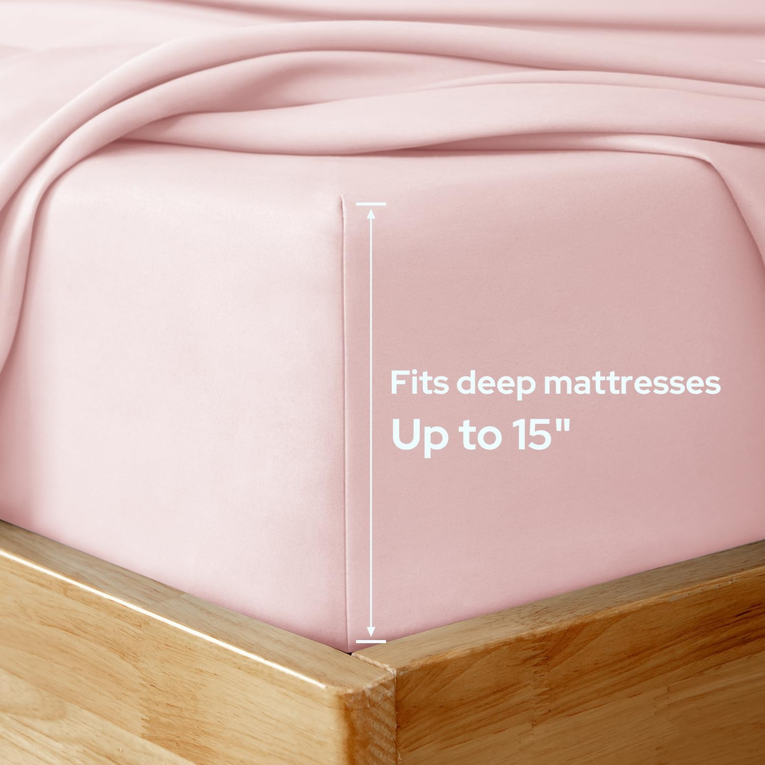 HOMEIDEAS Queen Size Bed Sheets - 6 Piece Set (Pale Pink) - Extra Soft Brushed M