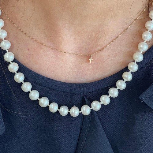 14K White Gold Necklace | Natural Round Akoya Pearls 7.25mm | EL GRECO - 第 8/10 張圖片