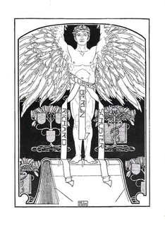 Ephraim Moses Lilien: Exlibris / Männl. Engel en face Judaica